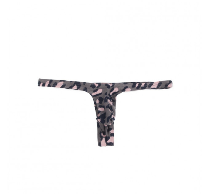 Стрінги чоловічі Star Night з темно-леопардовим принтом, чорно-рожеві, L