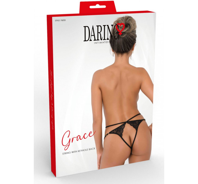 Трусики кружевные с интимным вырезом S/M Grace Daring Intimates, черные