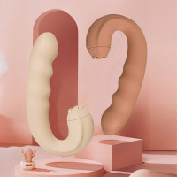 Вібратор з кліторальним стимулятором-язичком Sweet Em, бежевий, 15.8 х 8.7 х 4.1 см