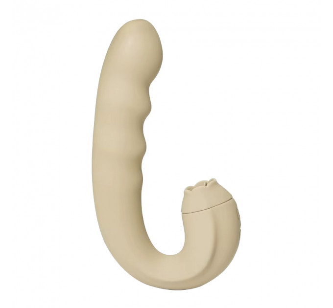 Вібратор з кліторальним стимулятором-язичком Sweet Em, бежевий, 15.8 х 8.7 х 4.1 см