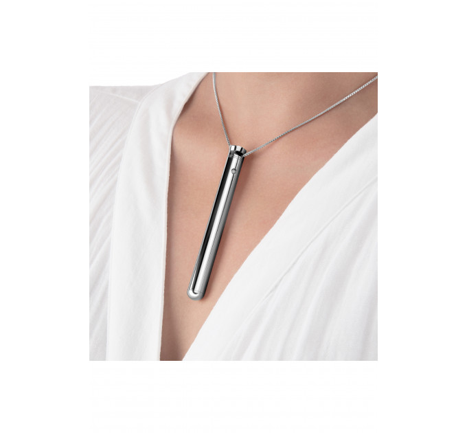 Вибропуля на цепочке Le Wand NECKLACE VIBE, металлическая, серебряная