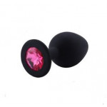 Анальная пробка Black Silicone Dark Pink, S