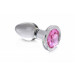 Анальная пробка со стразом Pink Gem Glass Anal Plug With Gem стеклянная, Medium