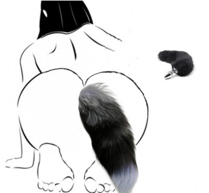 F61280 Анальная пробка с хвостом Енот, Raccoon Tail M