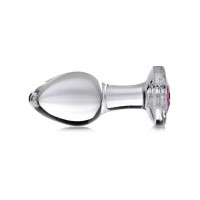 Анальна пробка зі стразом Pink Gem Glass Anal Plug With Gem скляна, Medium