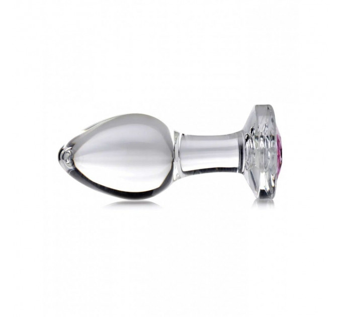 Анальная пробка со стразом Pink Gem Glass Anal Plug With Gem стеклянная, Medium