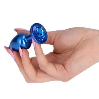 Анальная пробка с камнем голубая Plug Pleasure Night размер S