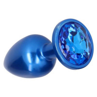 Анальная пробка с камнем голубая Plug Pleasure Night размер S