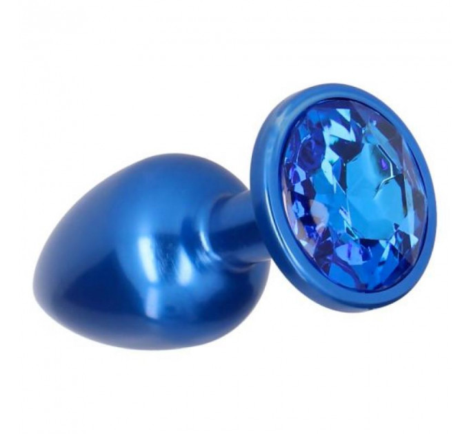 Анальная пробка с камнем голубая Plug Pleasure Night размер S