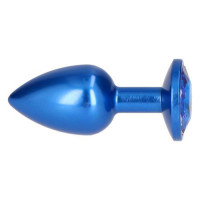 Анальная пробка с камнем голубая Plug Pleasure Night размер S