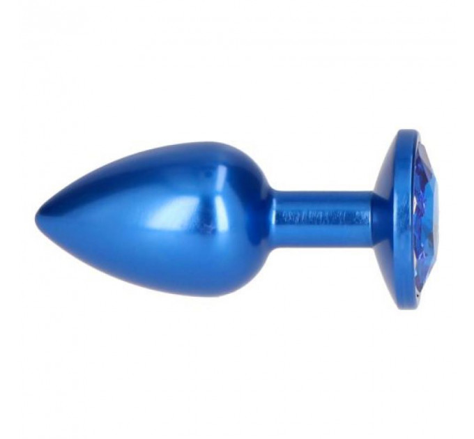 Анальная пробка с камнем голубая Plug Pleasure Night размер S