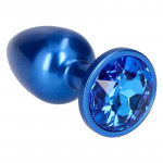 Анальная пробка с камнем голубая Plug Pleasure Night размер S