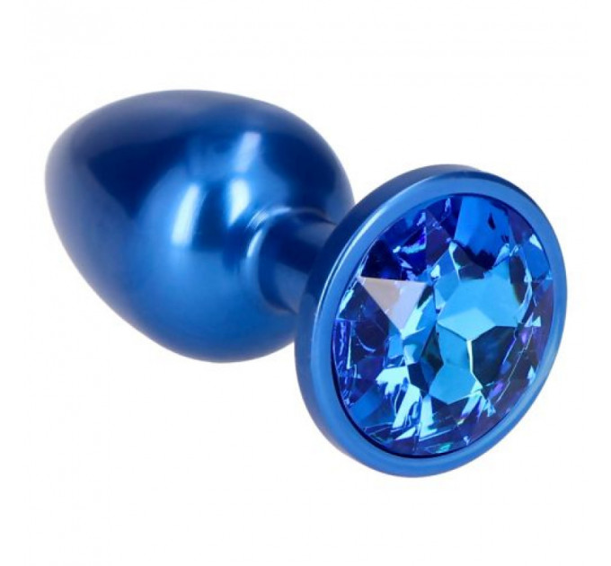 Анальная пробка с камнем голубая Plug Pleasure Night размер S