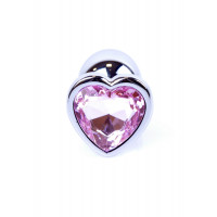 Анальная пробка с камнем Plug-Jewellery Silver Heart PLUG- Rose