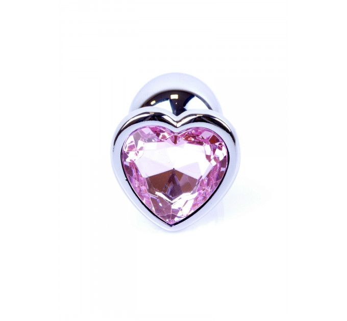 Анальная пробка с камнем Plug-Jewellery Silver Heart PLUG- Rose