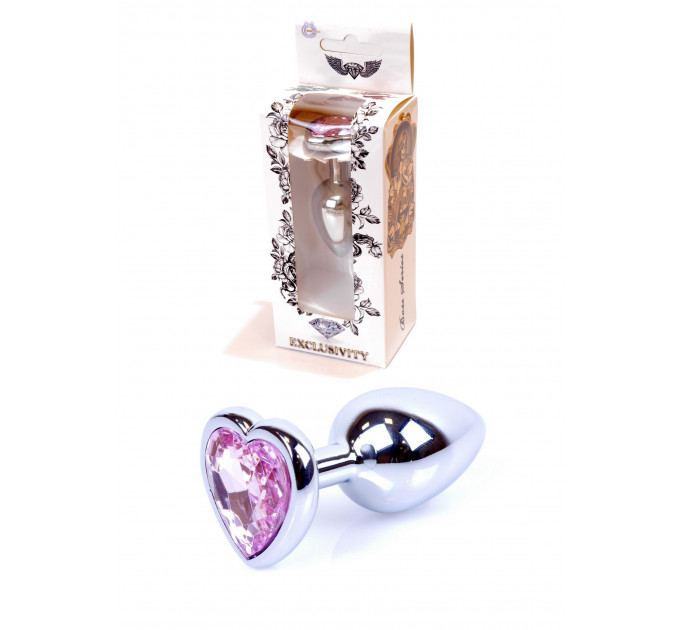 Анальная пробка с камнем Plug-Jewellery Silver Heart PLUG- Rose