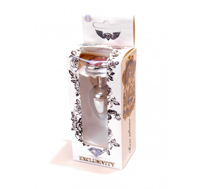 Анальная пробка с камнем Plug-Jewellery Silver Heart PLUG- Rose