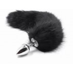 Анальная пробка S лисий хвост DS Fetish Anal plug S faux fur fox tail Black polyeste