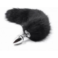 Анальная пробка S лисий хвост DS Fetish Anal plug S faux fur fox tail Black polyeste Анальная пробка S лисий хвост DS Fetish Anal plug S faux fur fox tail Black polyeste