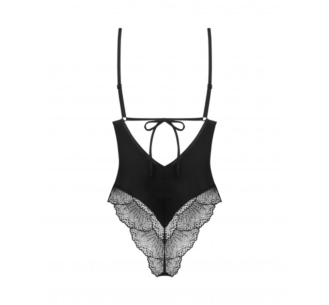 Боди Obsessive Lobellis кружевное, черное, XS-S