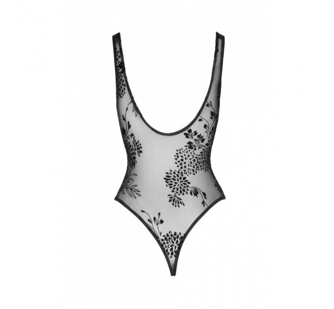 Боди с узорами L F242 Noir Handmade, полупрозрачное, черное