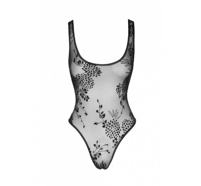Боди с узорами L F242 Noir Handmade, полупрозрачное, черное