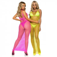 Довга сукня Leg Avenue у велику сітку, жовту, One size