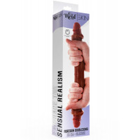 Двухсторонний фаллоимитатор с крайней плотью ToyJoy Get Real коричневый, 35 cм