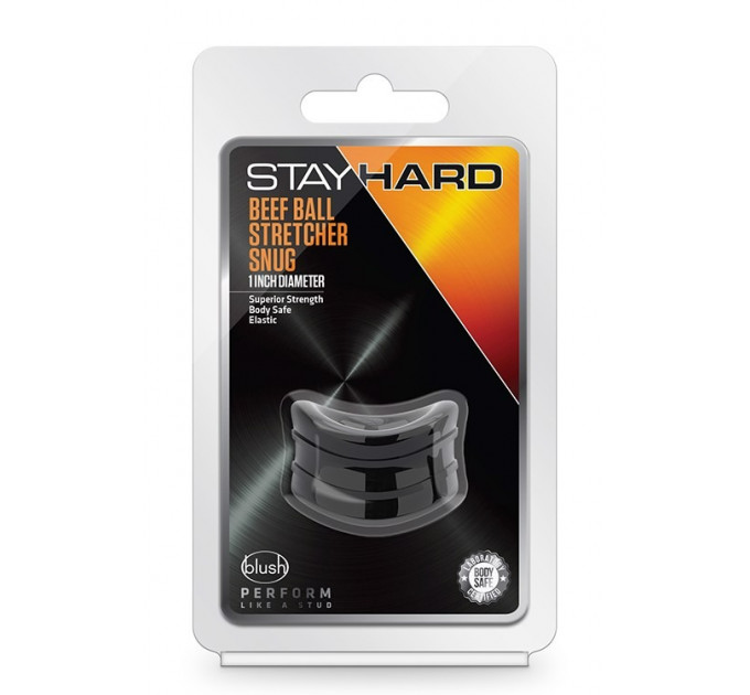 Эрекционная насадка Stay Hard Beef Ball Stretcher Snug черная, 3.8 см