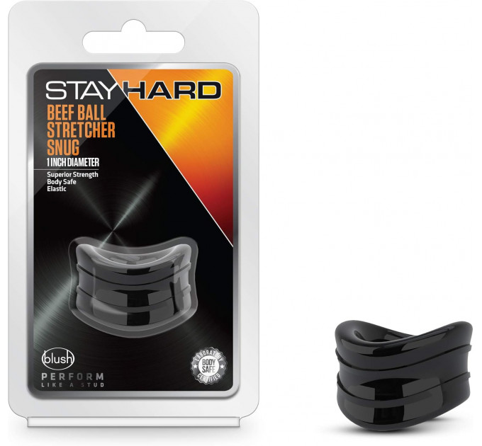 Ерекційна насадка Stay Hard Beef Ball Stretcher Snug чорна, 3.8 см
