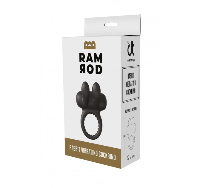 Эрекционное виброкольцо Dreamtoys Ramrod Rabbit с ушками для клитора, черное