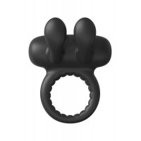 Ерекційне віброкільце Dreamtoys Ramrod Rabbit з вушками для клітора, чорне