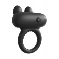 Ерекційне віброкільце Dreamtoys Ramrod Rabbit з вушками для клітора, чорне