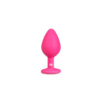 Анальная пробка с кристаллом Easytoys, силиконовая, розовая, 8.5х3.3 см