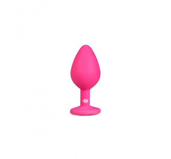 Анальная пробка с кристаллом Easytoys, силиконовая, розовая, 8.5х3.3 см