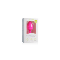 Анальная пробка с кристаллом Easytoys, силиконовая, розовая, 8.5х3.3 см