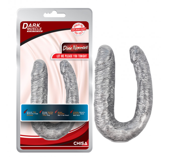Фаллоимитатор двойной (двухсторонний) Chisa Dark Muscle Dixie Normous, серебристый