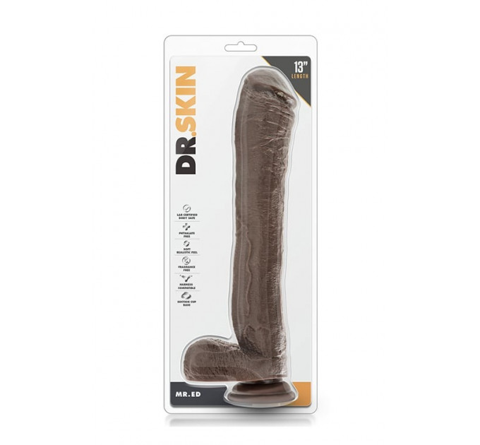 Фалоімітатор гігант Blush Dr. Skin Mr. Ed реалістичний на присосці, коричневий, 33 см х 5.3 см