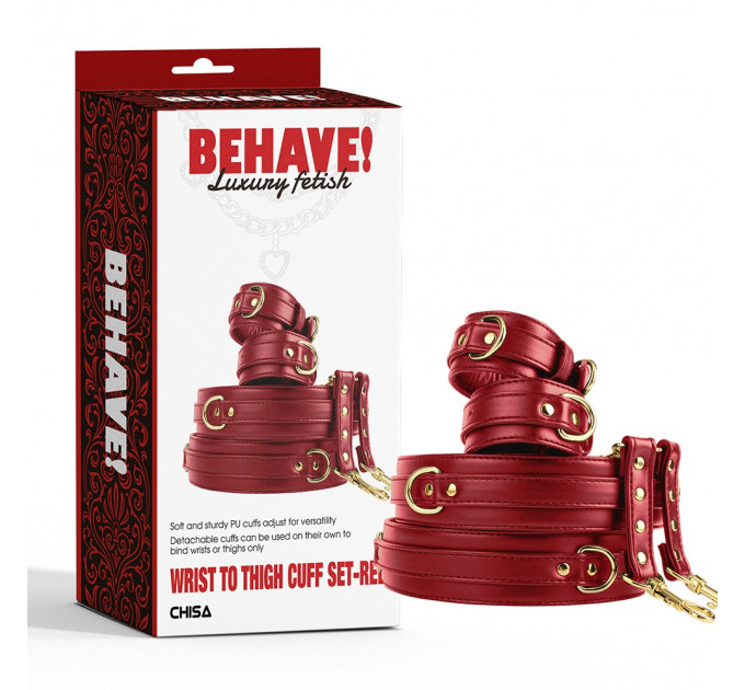 Комплект манжетов на запястья и бедра Chisa BEHAVE! Luxury Fetish красный