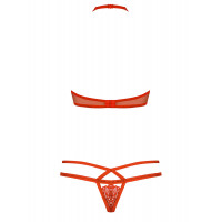 Комплект белья с декоративными бретелями Obsessive 838, красный, L/XL