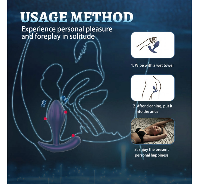 Масажер простати Every Night Toys Miah з дистанційним керуванням, синій, 10 режимів вібрації