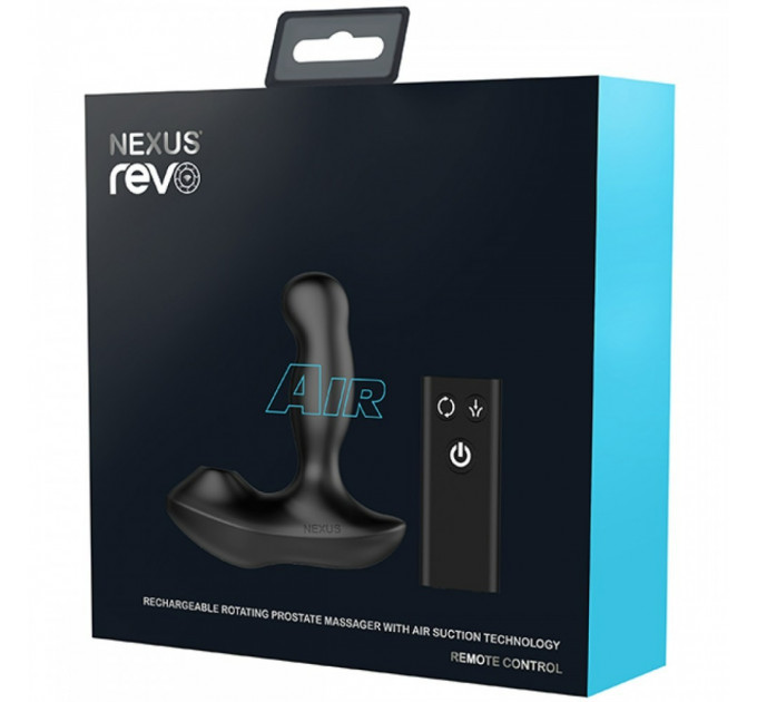 Массажер простаты с вибрацией и вакуумной стимуляцией Revo Air Nexus, силиконовый, черный, 14 х 3.4