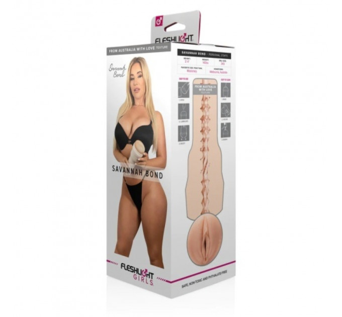Мастурбатор вагина в колбе, киберкожа Fleshlight Girls Savannah Bond From Australia With Love