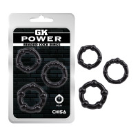 Набор эрекционных колец Chisa GK Power Cock Rings разного диаметра и структур, черный Набор эрекционных колец Chisa GK Power Cock Rings разного диаметра и структур, черный