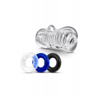 Набор мастурбатор и 3 эрекционных кольца Blush Quickie kit прозрачный