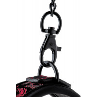 Нашийник з повідцем чорні Dream Toys Blaze Deluxe з червоним візерунком у вигляді вишивки