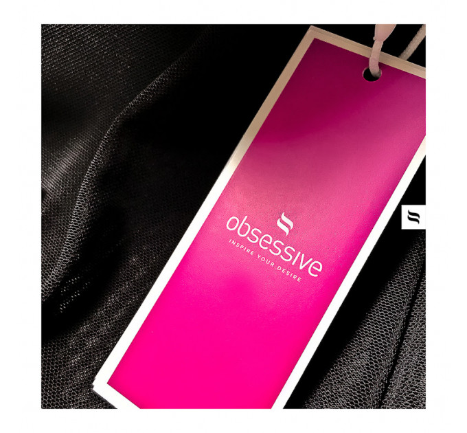 Пеньюар белый с розовым кружевом Obsessive Girlly, S/M