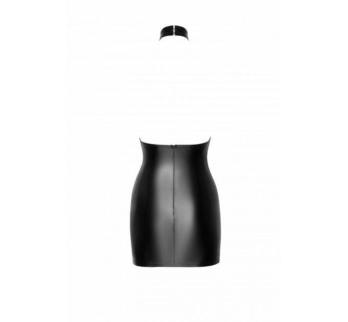 Платье виниловое с полупрозрачным верхом F311 Noir Handmade Eros, с цветочным узором, черное, S