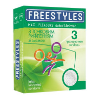 Презервативы латексные с точечным рельефом FREESTYLES со смазкой, 0.06 мм (цена за упаковку, 3 шт.) Презервативы латексные с точечным рельефом FREESTYLES со смазкой, 0.06 мм (цена за упаковку, 3 шт.)
