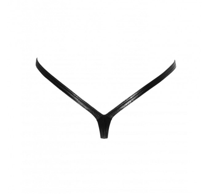 Сексуальные виниловые стринги со змеиным тиснением L P009 Noir Handmade, черные